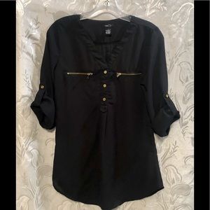 Rue 21 Black Sheer 3/4 Sleeve Shirt